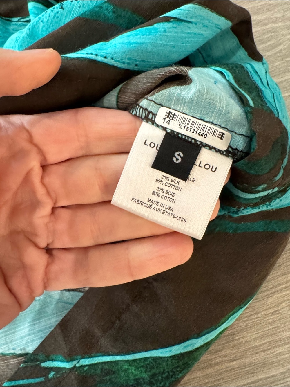 LOUISA BALLOU Weekend Shirt in Turquoise Flower Size Small VGUC - Picture 7 of 7